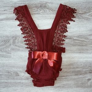 Wine baby lace romper ♡